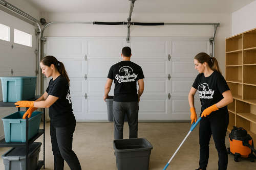 3 person garage cleaning crew