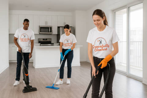 team of gracefully cleaned cleaners during move-in/move-out cleaning